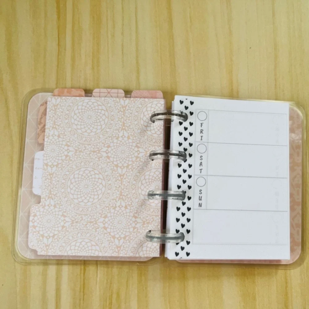 Happy planner micro notes weekly layout rose gold leaves